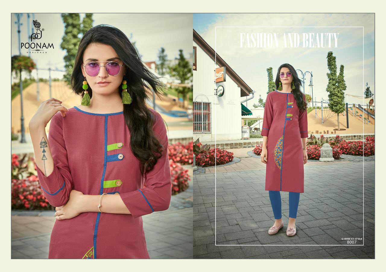 Diva Vol-8 Poonam Designer Embroidery Cotton Kurti Diva Vol-8 Poonam Designer Embroidery Cotton Kurti